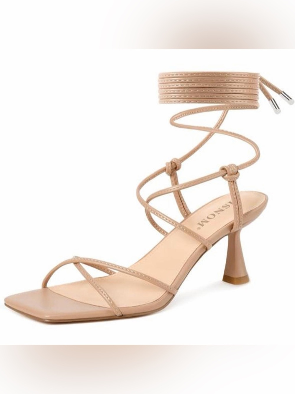 Lace up Tan Kitten Heels